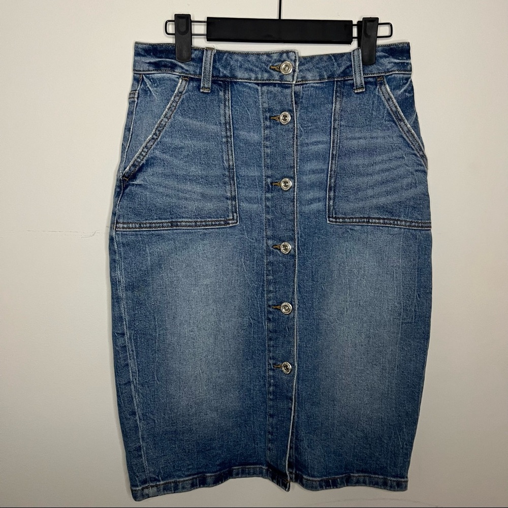 Zara Midi Denim Skirt with Buttons